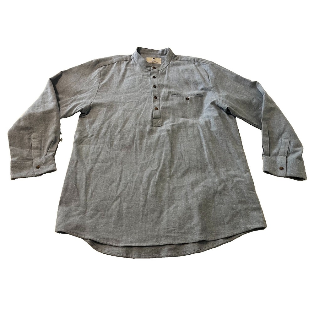 Lee Valley Ireland Grandfather Shirt Mens XL 100% Cotton Blue